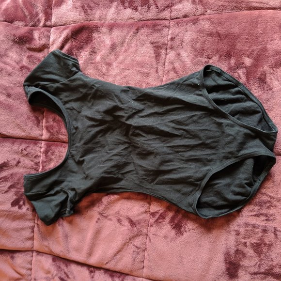Women's Medium Black Cap Sleeve Leotard - Picture 2 of 6